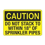 Caution Do Not Stack To Within 18" Of Sprinkler Pipes Decal